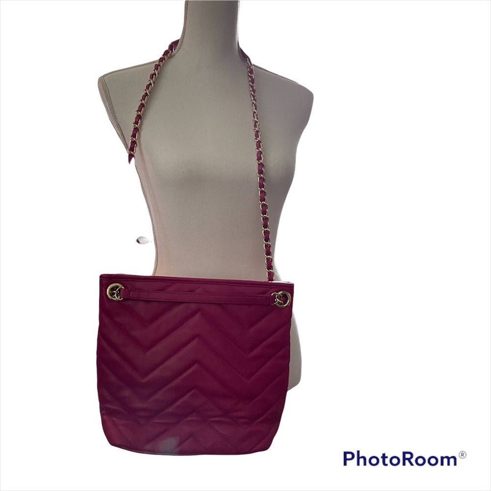 COPY - Talbots Hot pink leather purse shoulder or handbag strap is chain & leat…